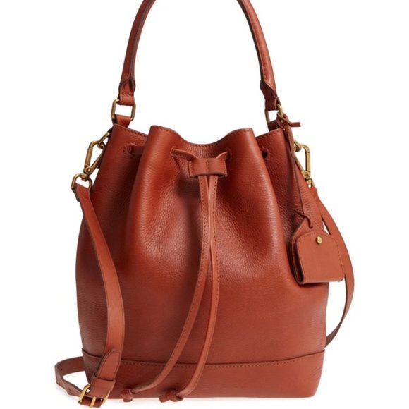 Madewell Handbags - Madewell - Lafayette Leather Brown Bucket Bag